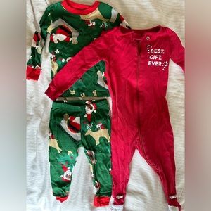 Carter’s and PJ Place 12M cozy Christmas pajama bundle